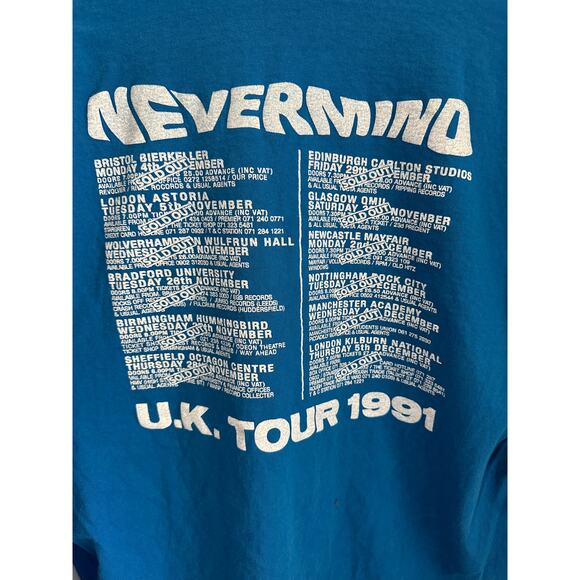 Nirvana Nevermind Long Sleeve UK Tour Vintage T-shirt Reprint Screen Starts Tag - Picture 4 of 5